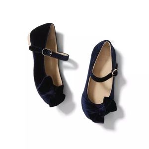 Janie & Jack Velvet Bow Flats